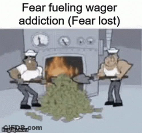 A Cartoon Of Two Men Holding A Pile Of Money In Front Of A Fireplace . GIF