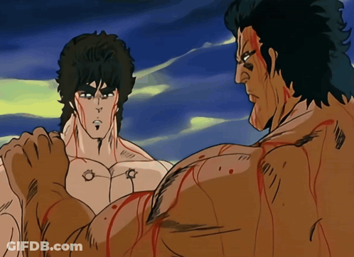 A Cartoon Of Two Men Standing Next To Each Other GIF