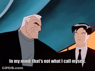 A Cartoon Of Two Men Talking With The Caption In My Mind That 'S Not What I Call Myself GIF