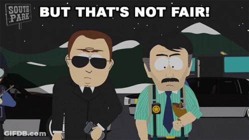 A Cartoon Of Two Men With The Words But That 'S Not Fair On The Bottom GIF