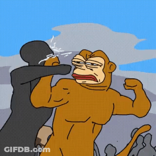 A Cartoon Of Two Monkeys Fighting Each Other GIF