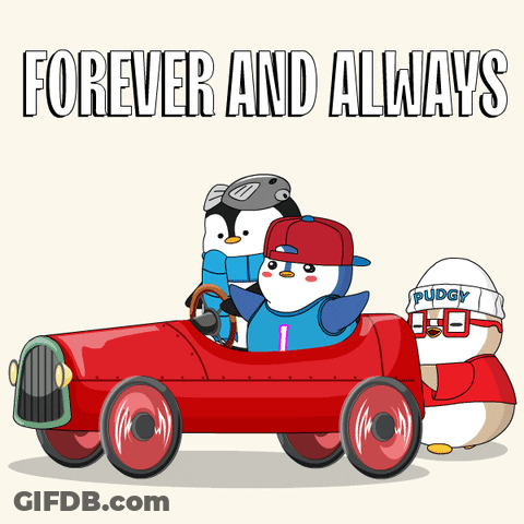 Penguins Driving Red Car Forever And Always GIF