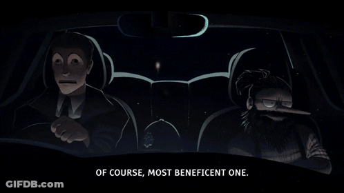 A Cartoon Of Two People In A Car With The Words Of Course Most Beneficial One Below Them GIF