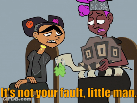 A Cartoon Of Two People With The Words It 'S Not Your Fault Little Man On The Bottom GIF