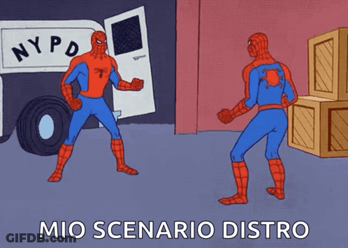 A Cartoon Of Two Spider-Man Standing In Front Of A Nypd Truck GIF