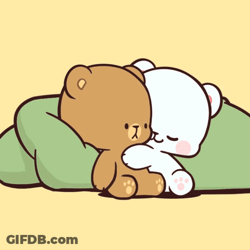 A Cartoon Of Two Teddy Bears Hugging Each Other GIF