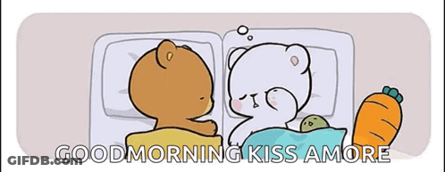 A Cartoon Of Two Teddy Bears Sleeping In A Bed With A Carrot On The Floor . GIF