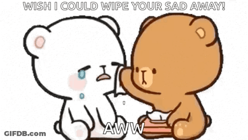 A Cartoon Of Two Teddy Bears Talking To Each Other . GIF