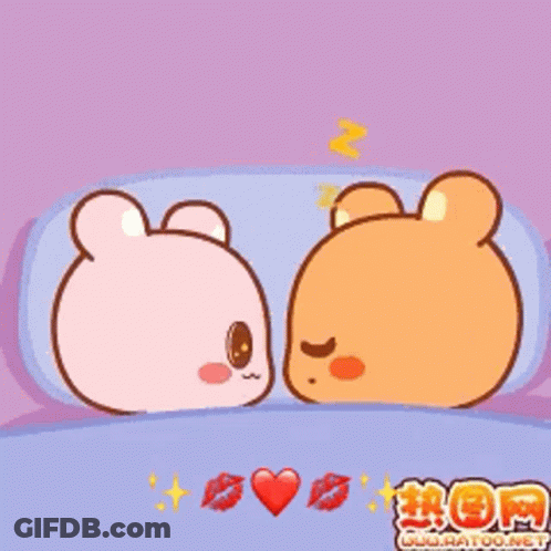 A Cartoon Of Two Teddy Bears With Chinese Writing GIF