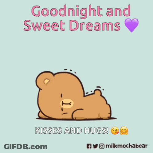 A Cartoon Of Two Teddy Bears With The Words Goodnight And Sweet Dreams GIF