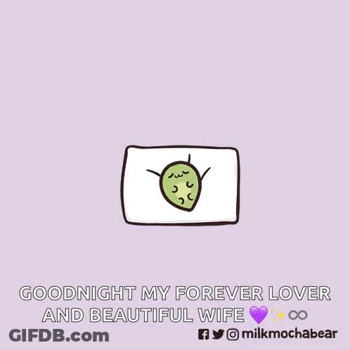 A Cartoon Of Two Teddy Bears With The Words Goodnight My Forever Lover And Beautiful Wife Below Them GIF