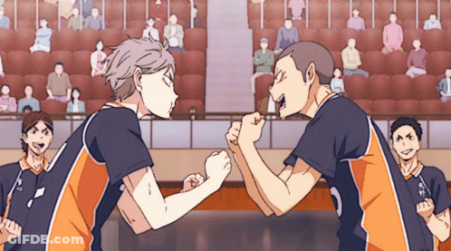 A Cartoon Of Two Volleyball Players With The Number 3 On Their Uniforms GIF