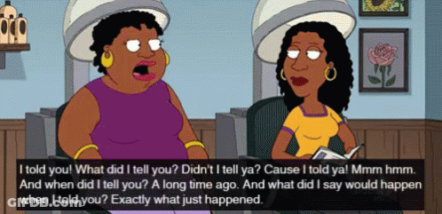 A Cartoon Of Two Women Talking To Each Other With A Caption That Says " Exactly What Just Happened " GIF