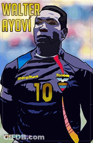 A Cartoon Of Walter Ayovi Wearing A Marathon Shirt GIF