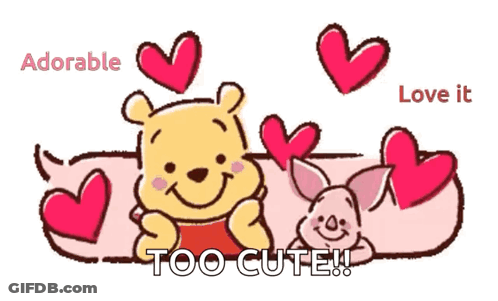 A Cartoon Of Winnie The Pooh And Piglet With Hearts Around Them GIF