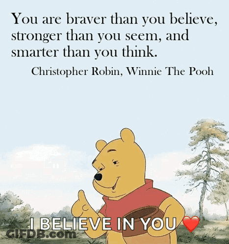 A Cartoon Of Winnie The Pooh Holding A Honey Pot With A Quote From Christopher Robin GIF