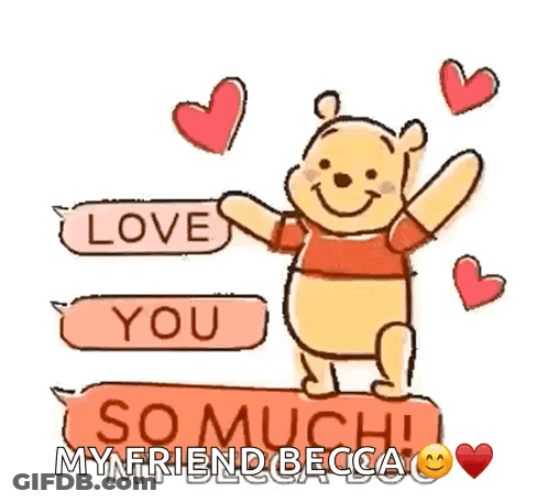 A Cartoon Of Winnie The Pooh Holding A Sign That Says Love You So Much GIF