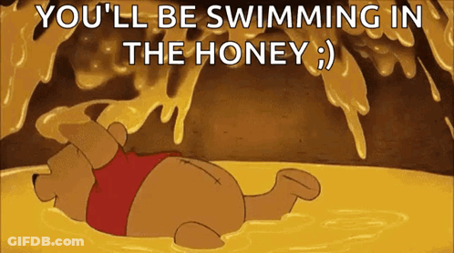 A Cartoon Of Winnie The Pooh Is Swimming In Honey GIF