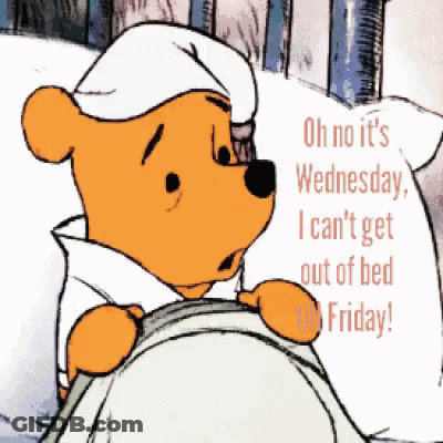 A Cartoon Of Winnie The Pooh Laying In Bed GIF