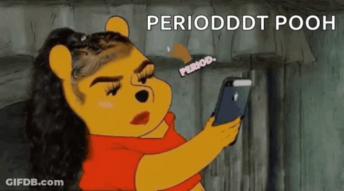 A Cartoon Of Winnie The Pooh Taking A Picture Of Herself With A Cell Phone . GIF