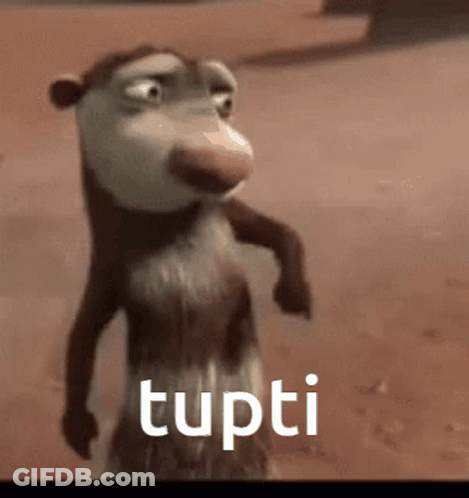 A Cartoon Opossum Is Standing In The Sand With The Word Tupti Written On It GIF