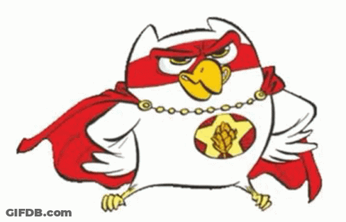 A Cartoon Owl Is Wearing A Red Cape And A Necklace . GIF
