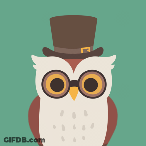 A Cartoon Owl Wearing A Top Hat And Glasses With The Words Hmm Below It GIF