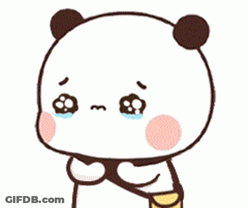 A Cartoon Panda Bear Is Crying And Holding A Bottle Of Milk . GIF