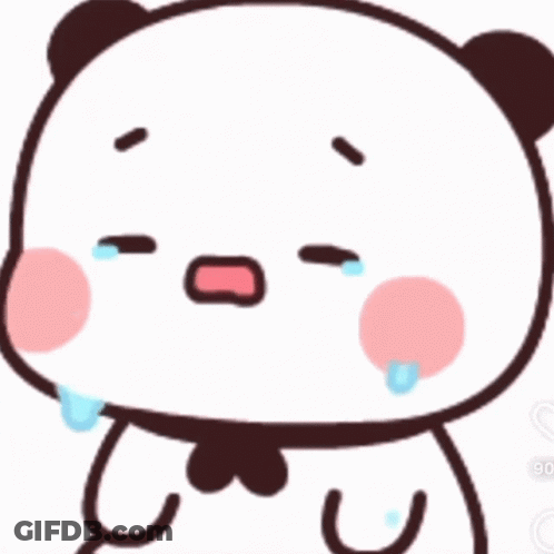 A Cartoon Panda Bear Is Crying With Tears Coming Out Of Its Eyes GIF