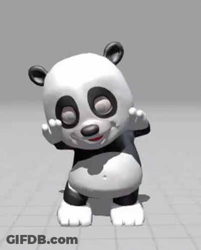 A Cartoon Panda Bear Is Dancing On A Grid Background . GIF