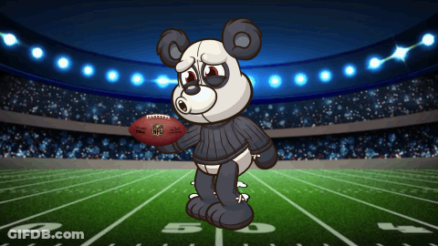 A Cartoon Panda Bear Is Holding A NFL Football GIF