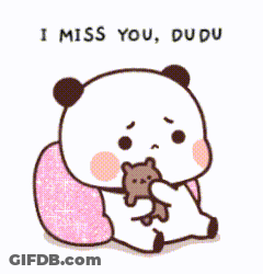A Cartoon Panda Bear Is Holding A Teddy Bear And Says I Miss You Dudu GIF