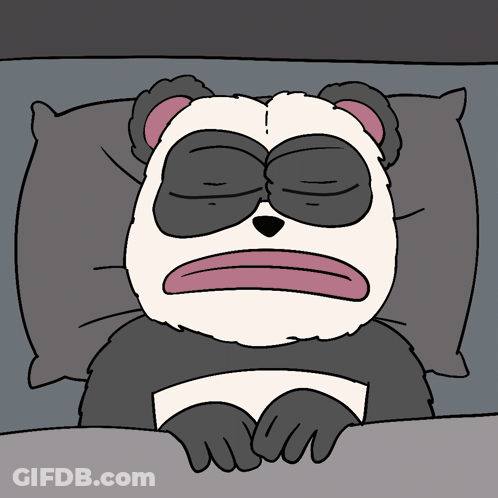 Cartoon Panda Laying In Bed With Pillow GIF