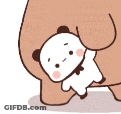 A Cartoon Panda Bear Is Standing Next To A Large Brown Bear . GIF
