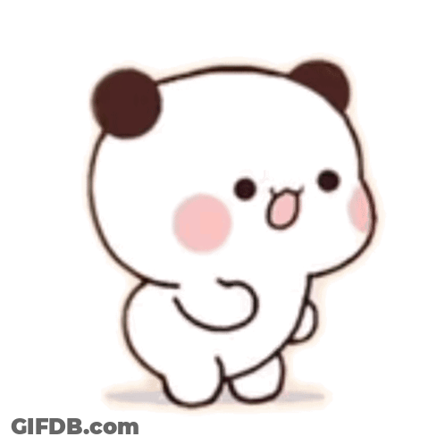 A Cartoon Panda Bear Is Standing On A Black Background And Making A Funny Face . GIF