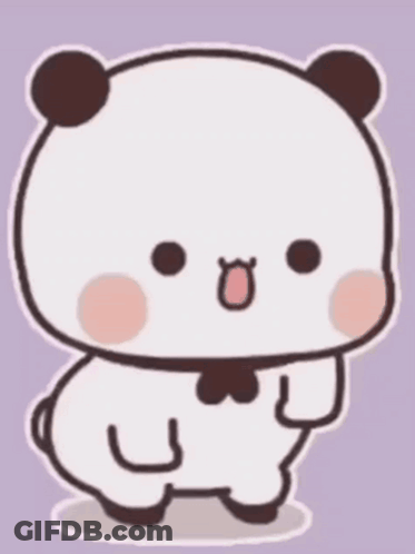 A Cartoon Panda Bear Is Standing On A Brown Background And Making A Funny Face . GIF