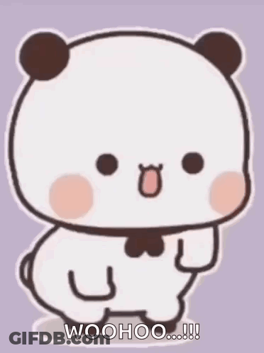 A Cartoon Panda Bear Is Standing On Its Hind Legs With A Bow Tie Around Its Neck . GIF