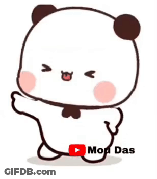 A Cartoon Panda Bear Is Standing With His Arms Outstretched And A Youtube Logo In The Corner . GIF