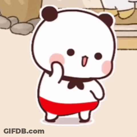 A Cartoon Panda Bear Wearing Red Shorts And A Bow Tie Is Standing On A Sandy Beach . GIF