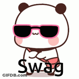 A Cartoon Panda Bear Wearing Sunglasses And The Word Swag On The Bottom GIF