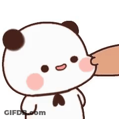 A Cartoon Panda Bear With A Heart On Its Chest Is Being Kissed By A Person . GIF