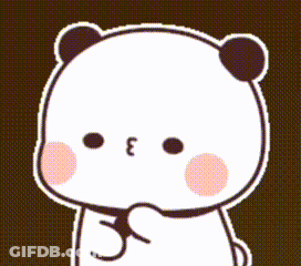 A Cartoon Panda Bear With A Heart On Its Face . GIF