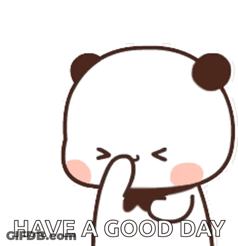 A Cartoon Panda Bear With Hearts In His Eyes And The Words Have A Good Day GIF
