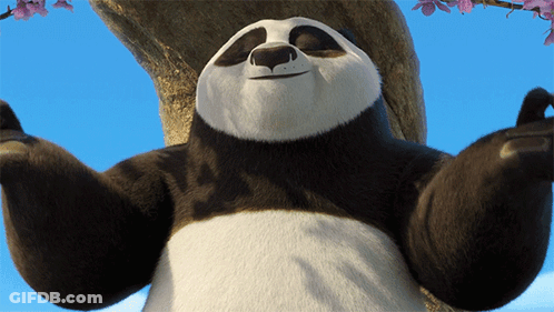 A Cartoon Panda Bear With Its Eyes Closed GIF