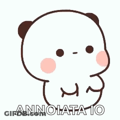 A Cartoon Panda Bear With The Words Annoiata Io Written On It 'S Chest . GIF