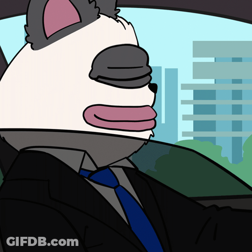 Cartoon Panda In Suit Driving Car GIF