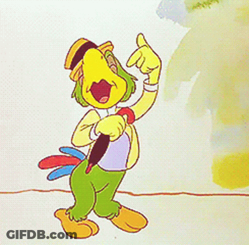 A Cartoon Parrot Is Holding A Pen And Giving A Thumbs Up Sign GIF