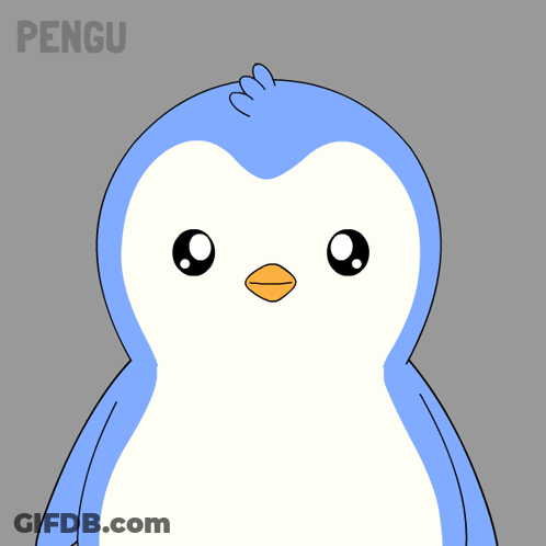A Cartoon Penguin Giving A Thumbs Up With The Word Pengu Behind It GIF