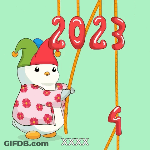 A Cartoon Penguin Holding A Sign That Says Best Is Yet To Come GIF