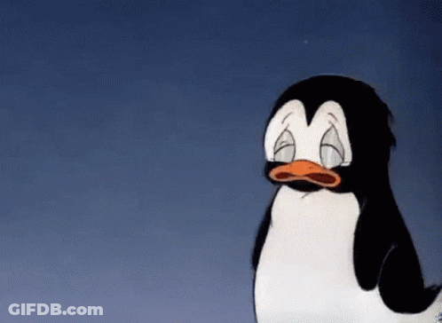 A Cartoon Penguin Is Crying With Its Eyes Closed . GIF
